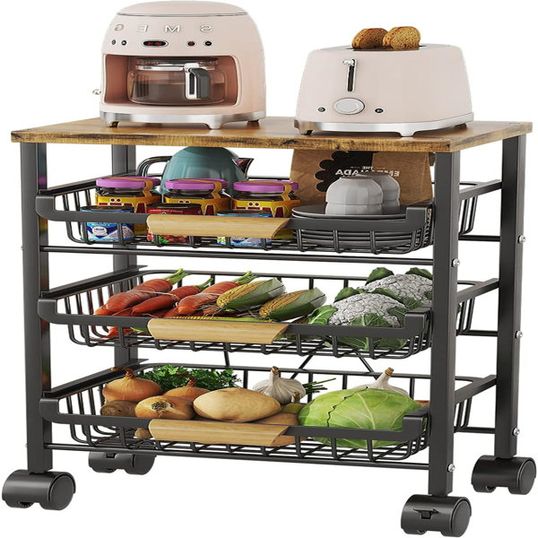 Rebrilliant Mareah Wire Metal Kitchen Cart Wayfair   Metal Kitchen Cart 